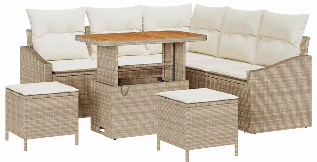 vidaXL Conjunto de Sofá de Jardim com almofada 8 pcs Bege e Creme