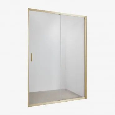 Mampara De Duche Com Acesso Frontal E Porta Deslizante, Vidro Temperado De 6 Mm E Alumínio Dover Transparente & 140 X 195 Cm & Dourado Escovado -