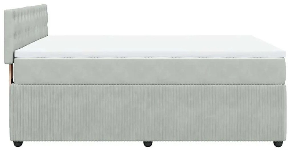 Cama com molas/colchão 140x190 cm veludo cinzento-claro