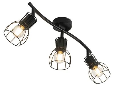 Candeeiro de teto moderno preto 63 cm 3 luzes ajustáveis - Botu Moderno