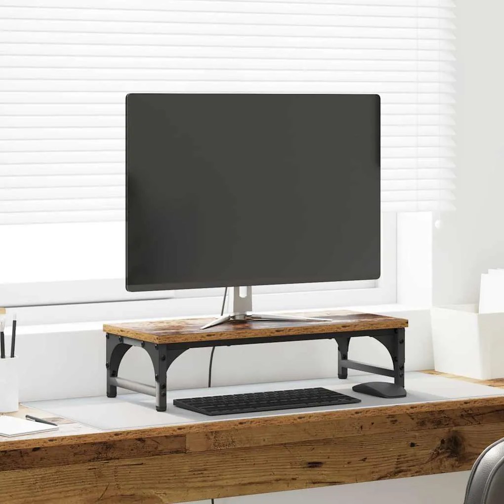 vidaXL Suporte para Monitor Madeira Antiga 55 x 23 x 14 cm