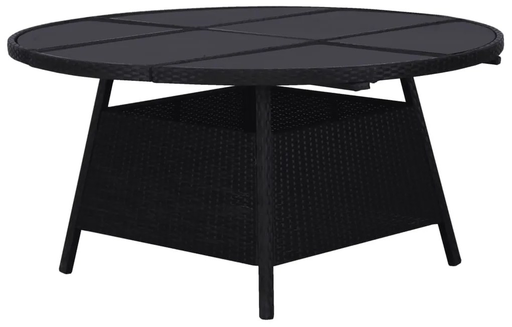 9 pcs conjunto jantar exterior com almofadões vime PE preto