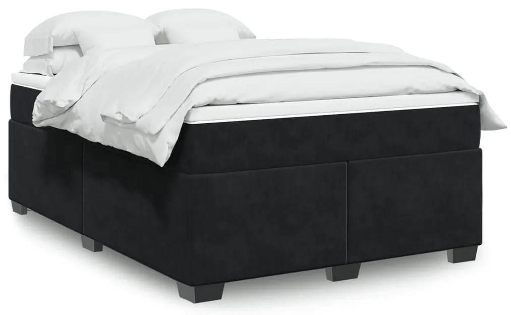 Cama com molas/colchão 140x190 cm veludo preto