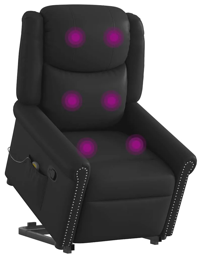 vidaXL Poltrona massagens reclinável elevatória couro artificial