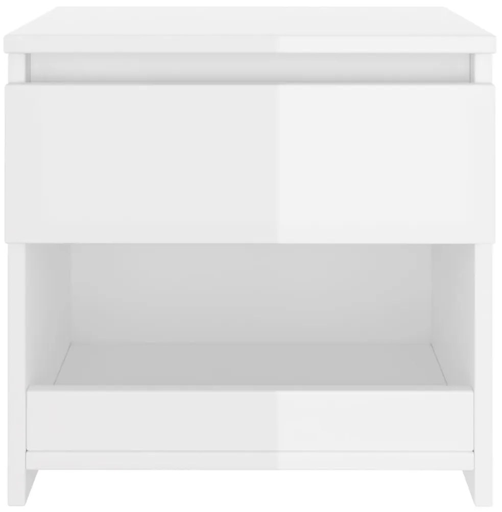 Mesa de cabeceira 40x30x39 cm contraplacado branco brilhante