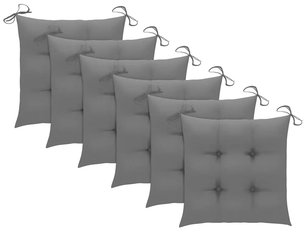 Cadeiras de jardim 6 pcs c/ almofadões madeira de acácia maciça