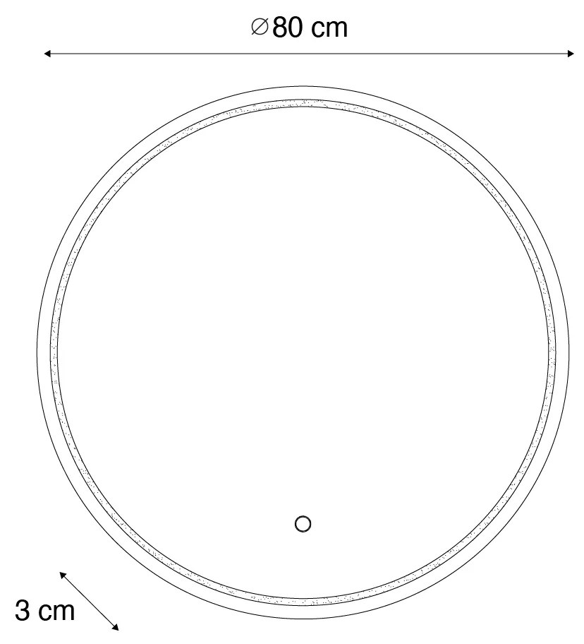 Espelho de banheiro moderno de 80 cm com LED e dimmer de toque - Sebas Moderno