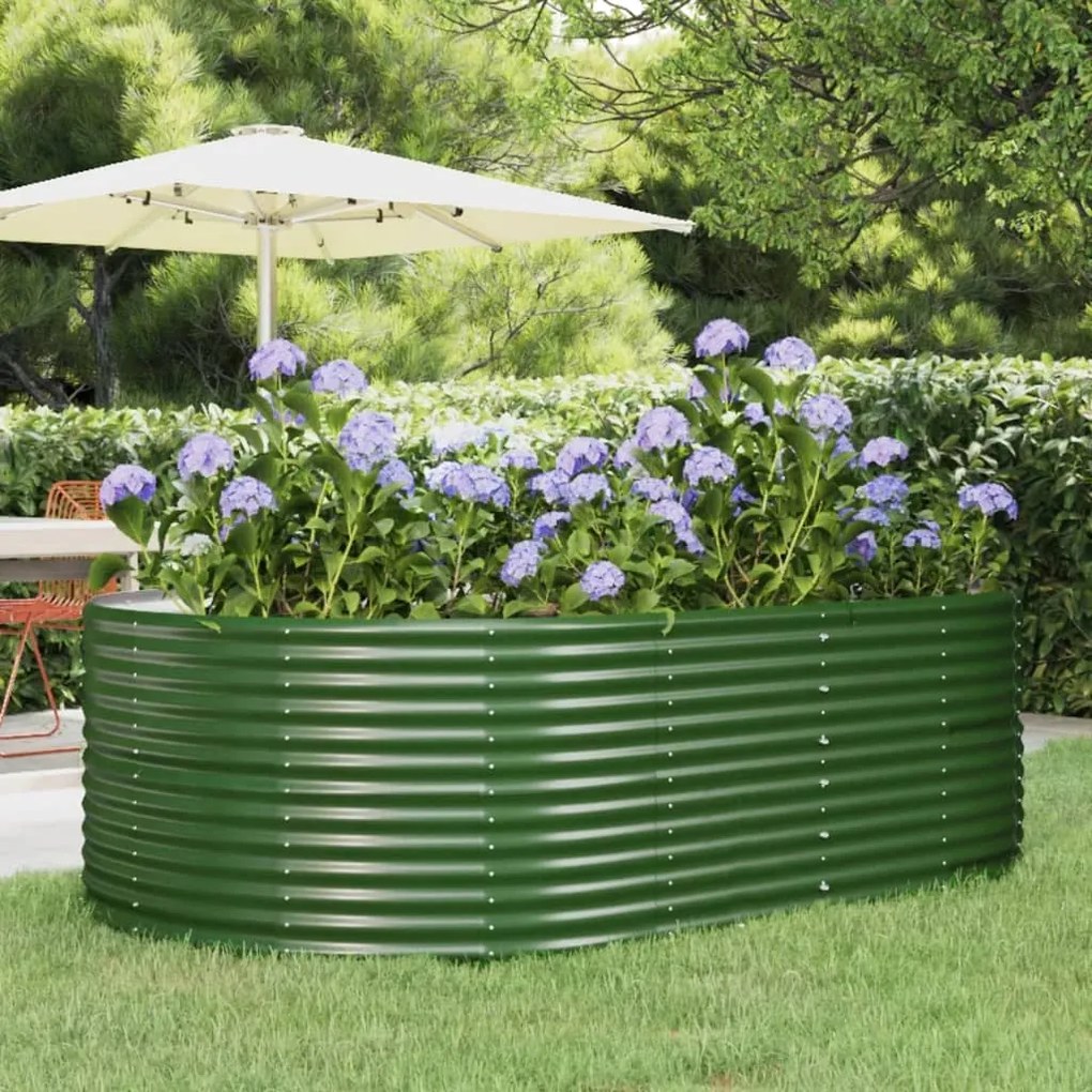 vidaXL Canteiro elevado jardim 212x140x68 cm aço revestido a pó verde