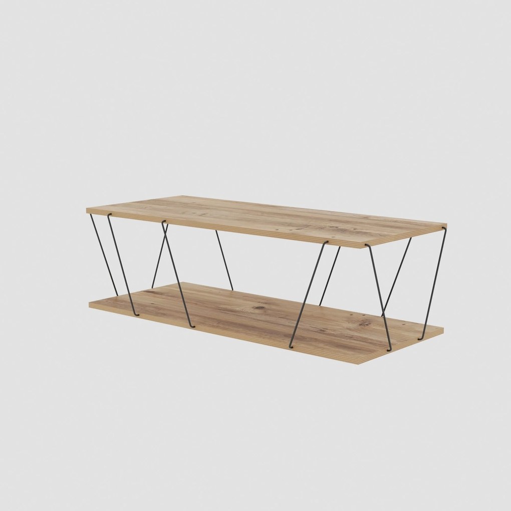 Conjunto de Mobiliário de Sala Basak – Pinho Atlântico Preto – TV Stan
