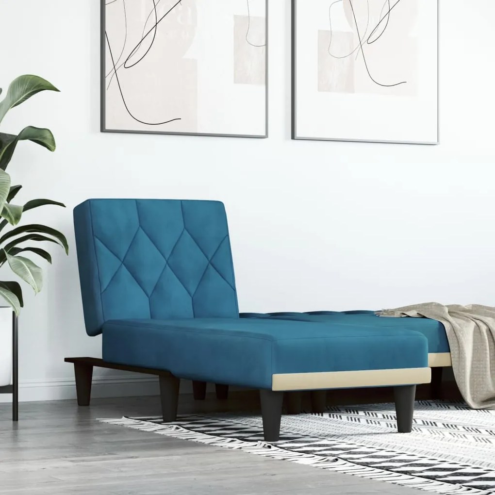 Chaise longue veludo azul