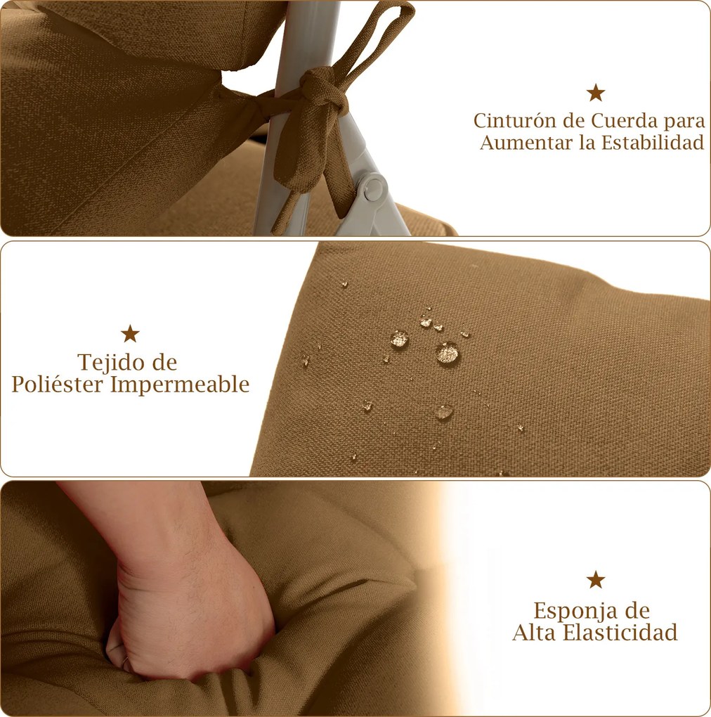 Almofada para Cadeira de Encosto Alto, 56,5 x 51,5 x 64,5 cm (CADEIRA NÃO INCLUIDA), Altura do Encosto Ajustável, Castanho