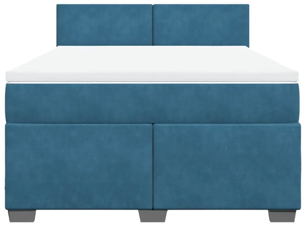 Cama com molas/colchão 140x200 cm veludo azul