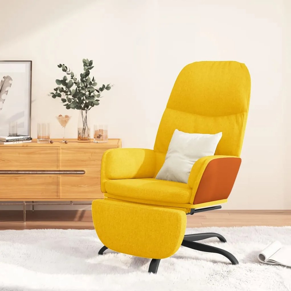 vidaXL Cadeira de descanso com apoio de pés tecido amarelo mostarda