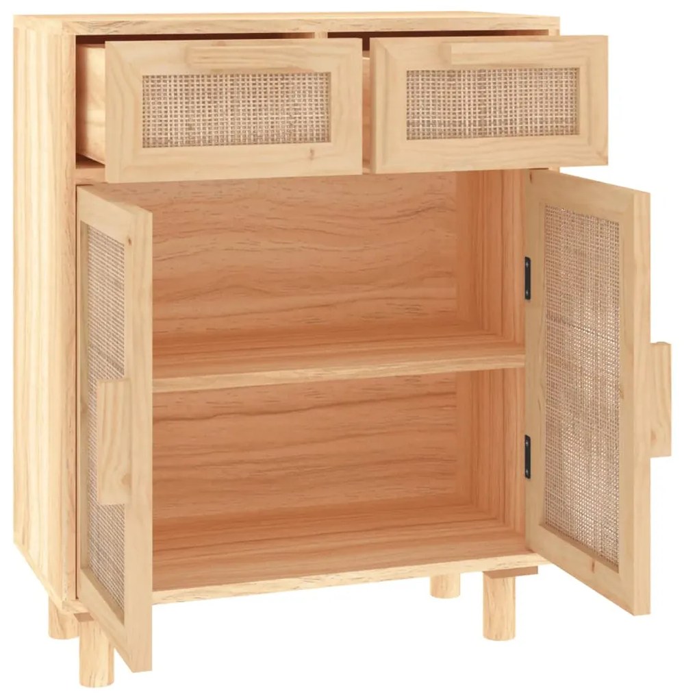 Aparador 60x30x75 cm pinho maciço/vime natural castanho