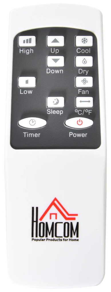 HOMCOM Ar Condicionado Portátil 9000BTU 3 em 1 Refrigerador Ventoinha e Desumidificador com Temporizador Controlo Remoto Potência 1003W Silencioso 35,4x33,8x69,8cm Branco