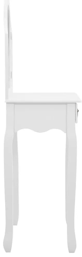 Toucador c/ banco 65x36x128 cm MDF e madeira paulownia branco