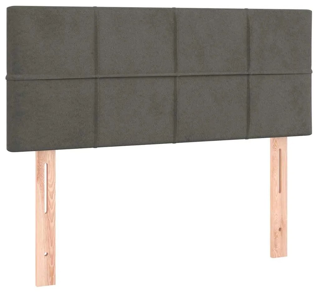 Cama box spring colchão LED 120x190cm couro artif. cinza-escuro
