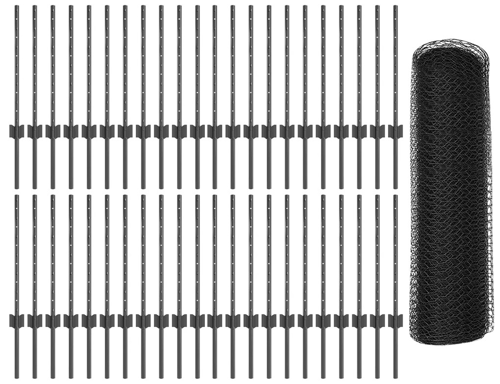 Postes de Cerca vidaXL 11 pcs U-Channel Cinza 60 cm Aço