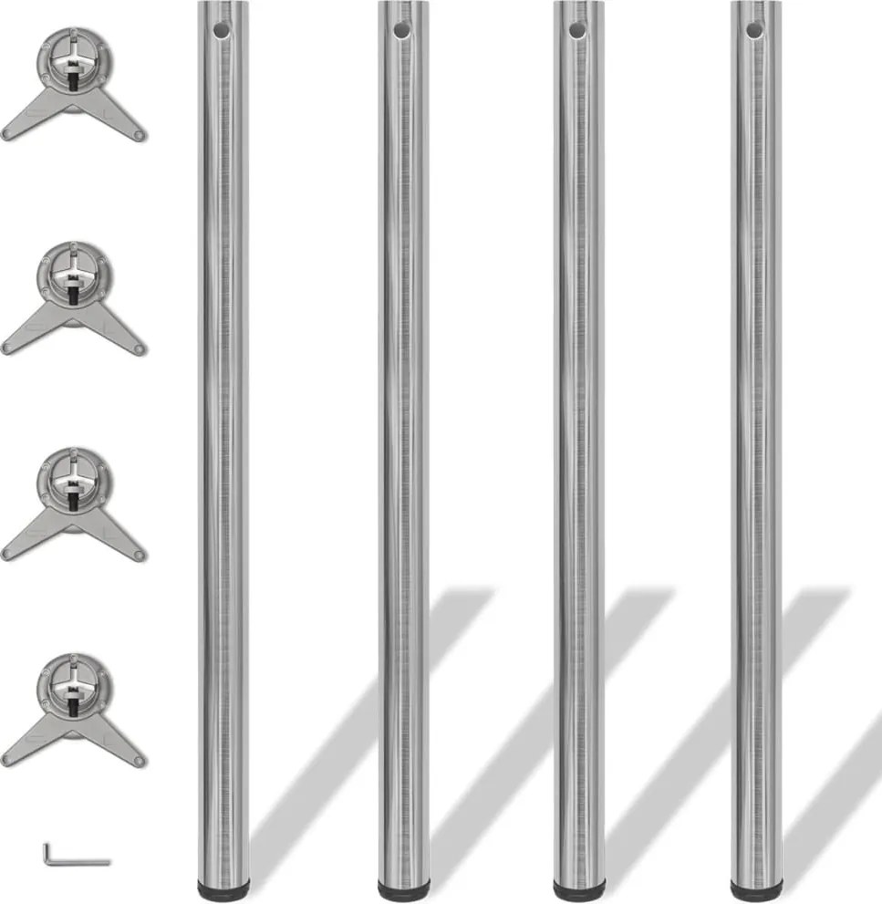 Pernas de mesa ajustáveis em altura, 4 pcs, níquel escovado, 1100 mm
