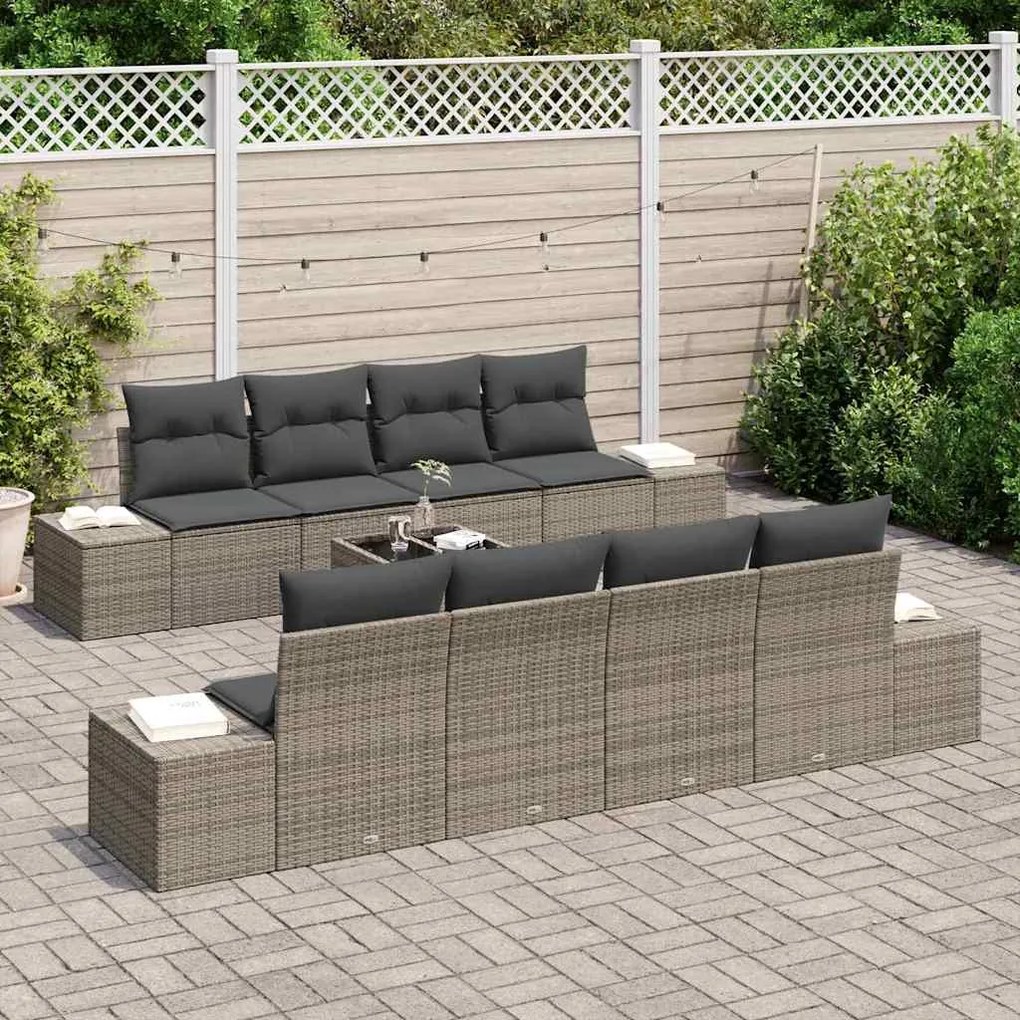 Conjunto de Sofá de Jardim de 7 Peças da com Almofadas em Rattan Sinté