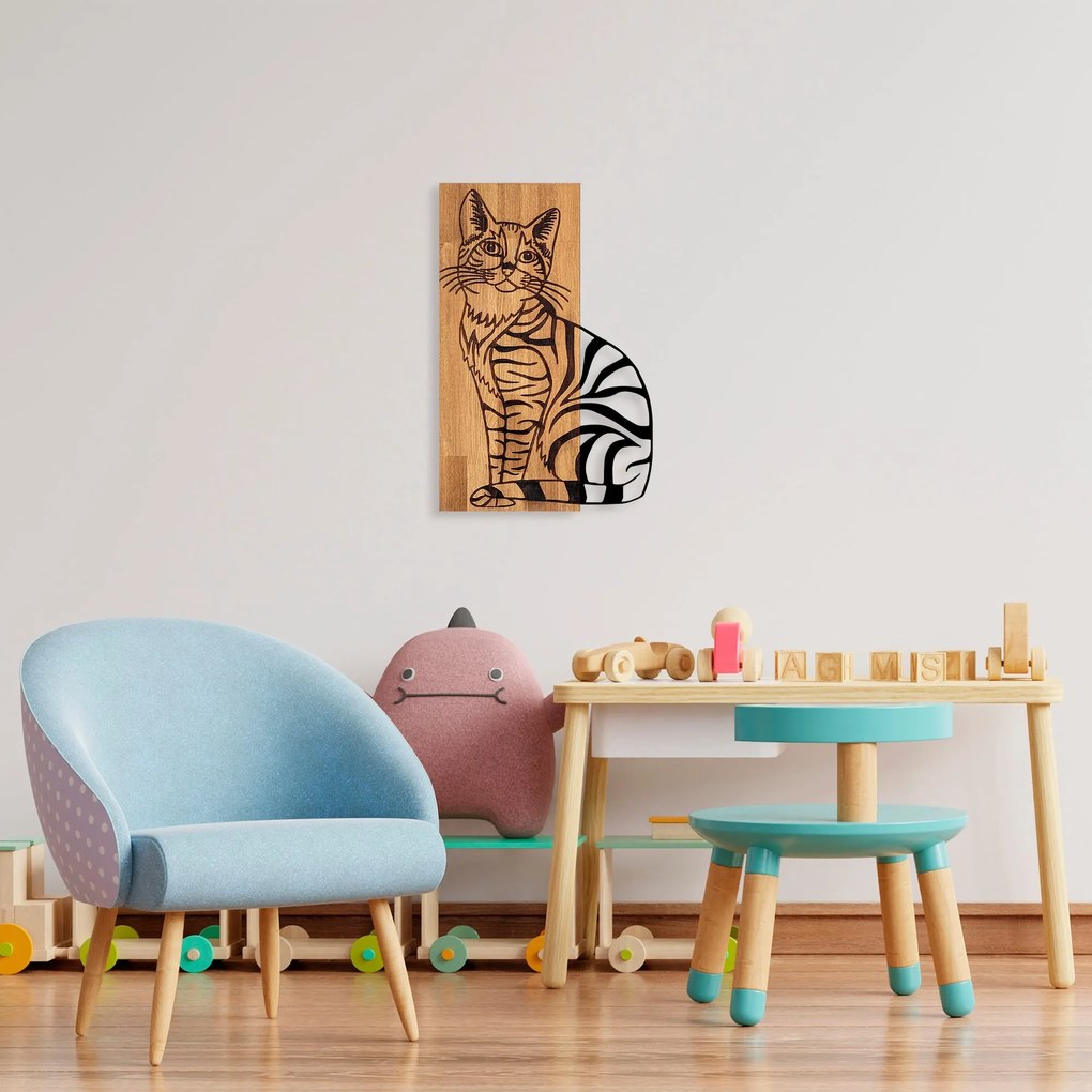 Acessório Decorativo de Parede Cat 10 – Nogal e Preto – 38 x 58 cm