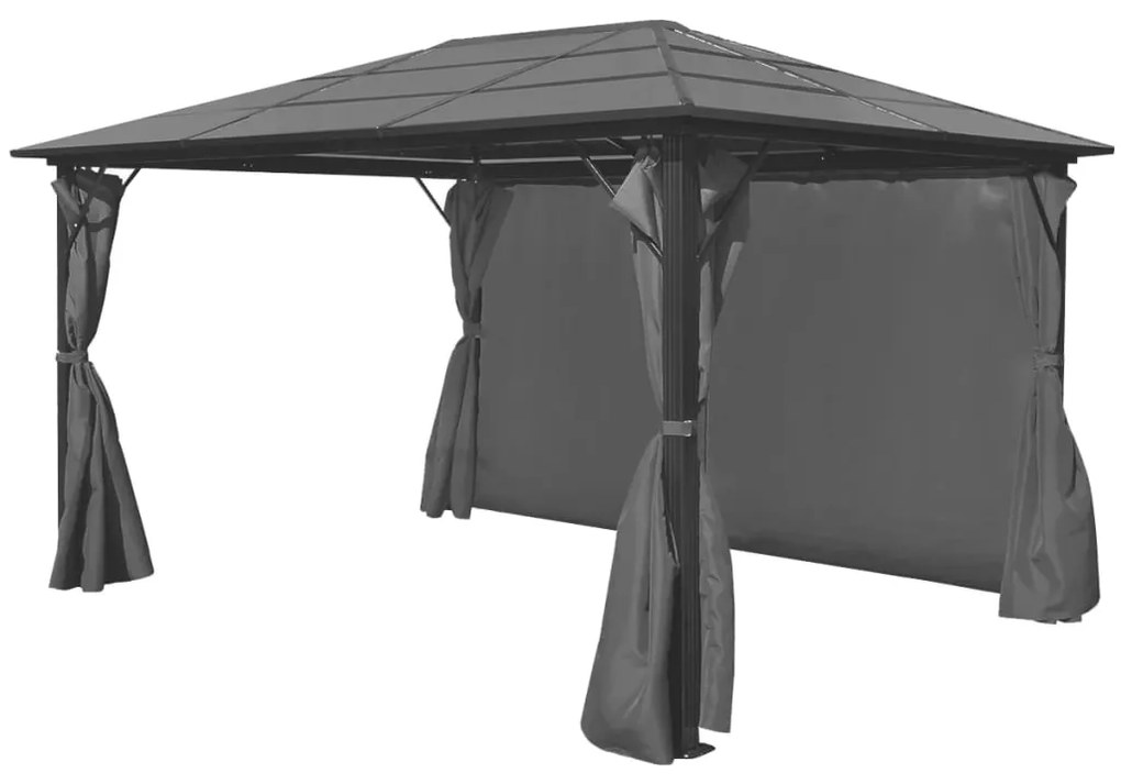 Gazebo com cortina em alumínio 400 x 300 cm antracite