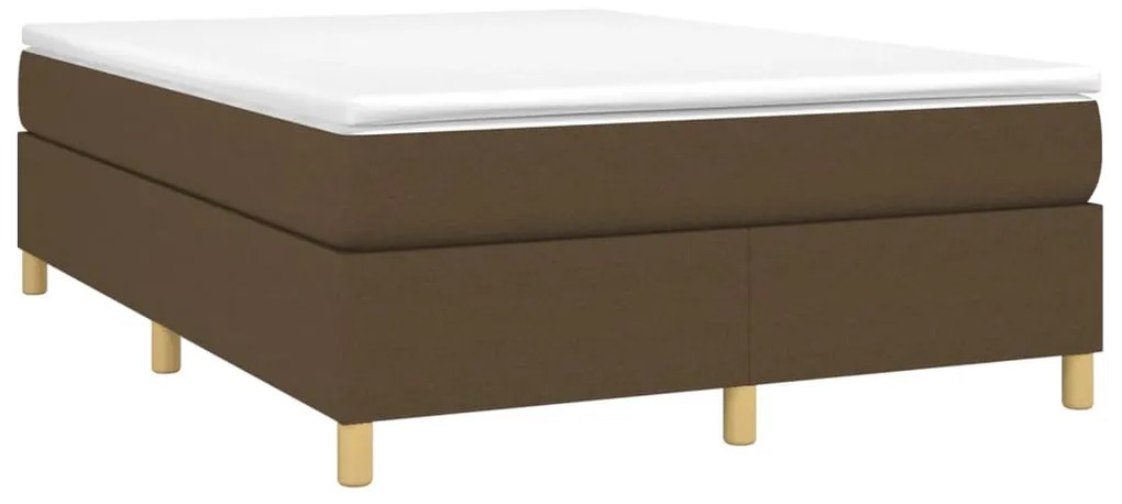 Estrutura de cama 140x190 cm tecido castanho-escuro