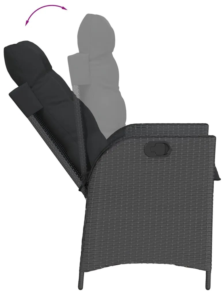 9 pcs conjunto de jantar p/ jardim c/ almofadões vime PE preto