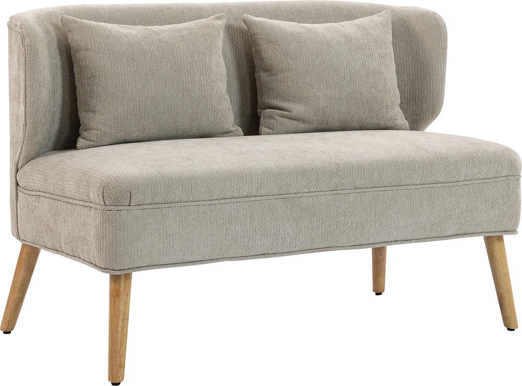 HOMCOM Sofá 2 lugares, pequeno sofá de chenille com encosto tipo asa, assento espesso, pés em madeira de seringueira, Bege | Aosom Portugal