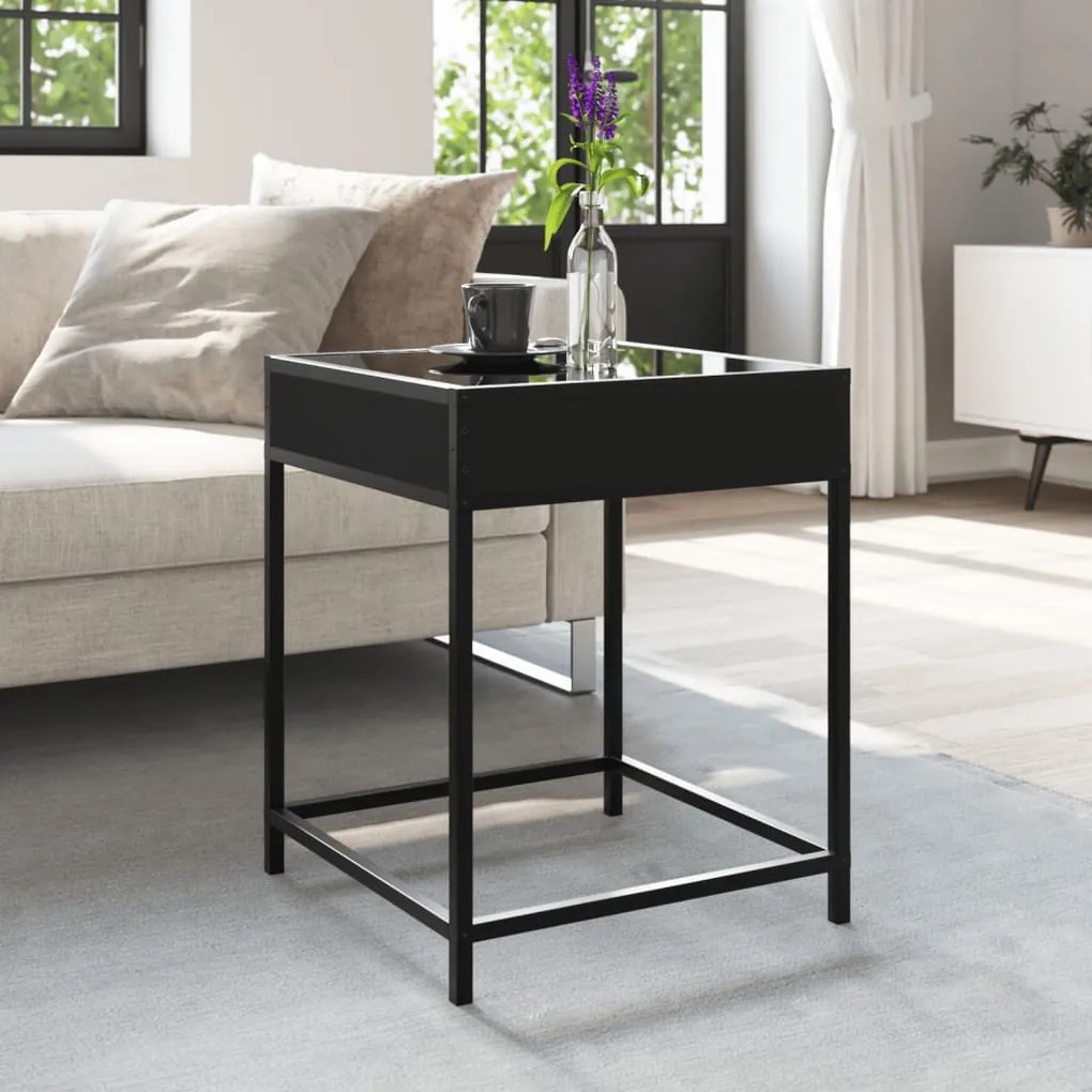 Mesa de centro com luzes LED Infinity 40x40x51 cm preto