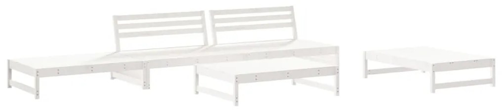 6pcs conjunto lounge jardim c/ almofadões madeira maciça branco