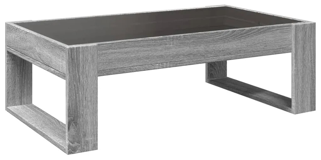 Mesa de centro luzes LED Infinity 90x53x30 cm cinzento sonoma