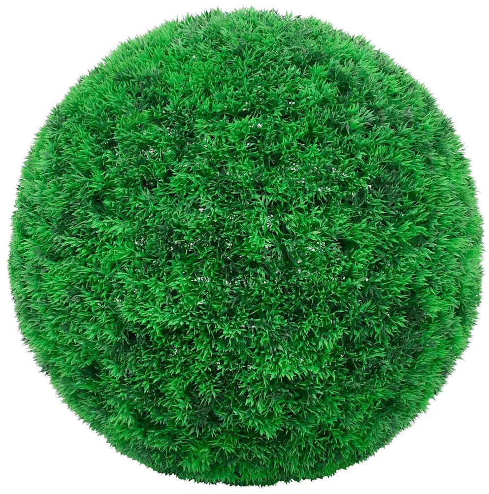 Bolas artificiais de buxo com luzes LED 2 pcs verde 45 cm