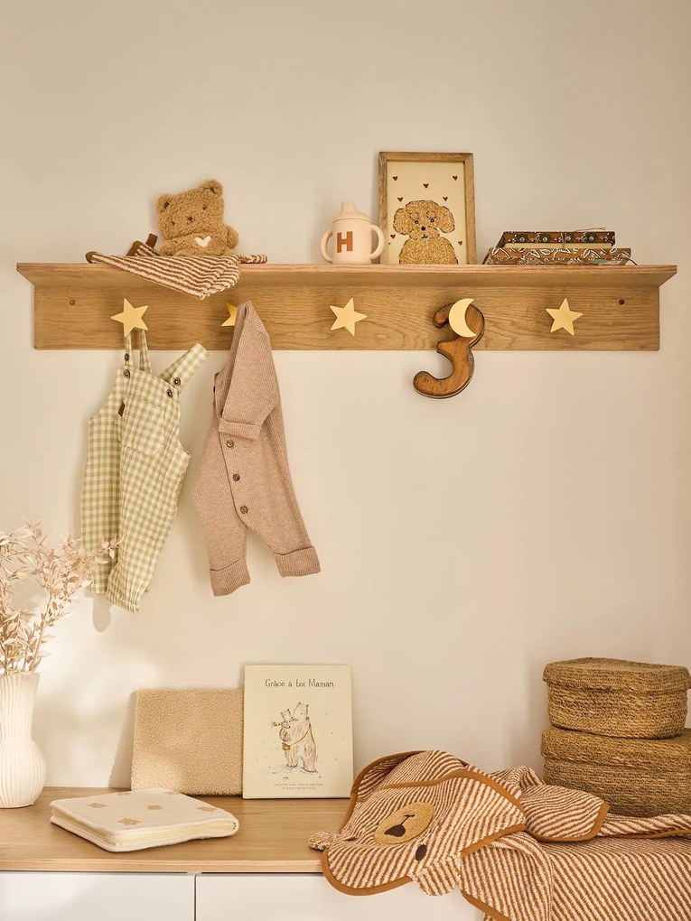 Cabide Montessori com lua e estrelas madeira