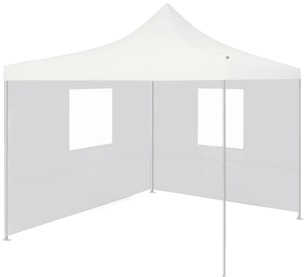 vidaXL Tenda dobrável profissional festas 2 paredes 2x2m aço branco