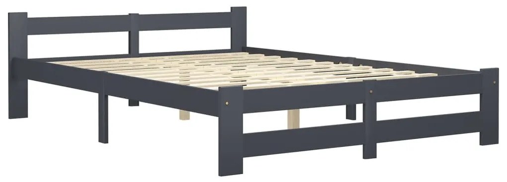 Estrutura de cama 120x200 cm pinho maciço cinzento-escuro