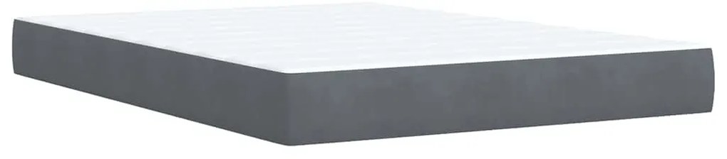 Cama com molas/colchão 140x190 cm veludo cinzento-escuro