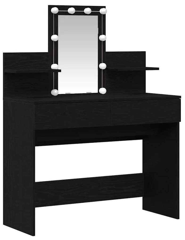 Mesa de Maquiagem vidaXL com LED Carvalho Preto 100x40x130 cm