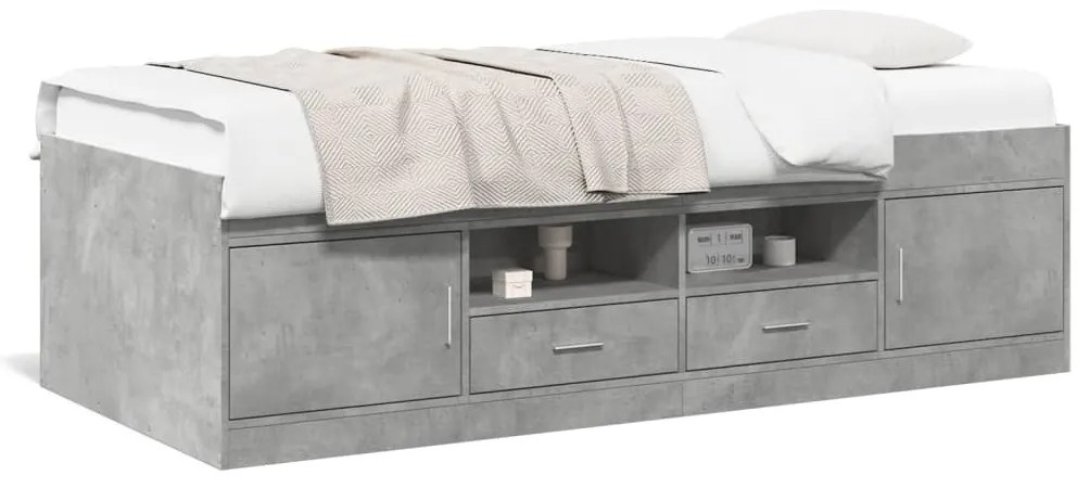 vidaXL Sofá-cama com gavetas sem colchão 100x200 cm cinzento cimento