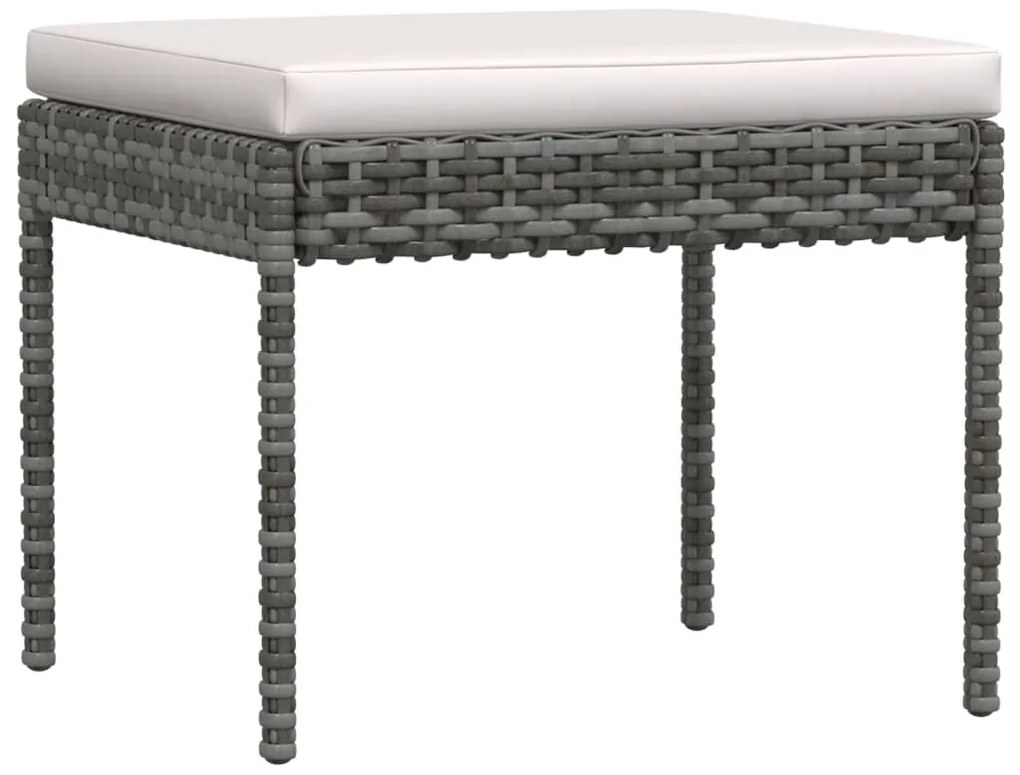 6 pcs conjunto lounge de jardim c/ almofadões vime PE cinzento