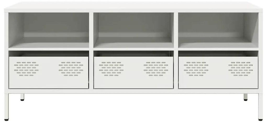 Móvel de TV 101,5x39x43,5 cm aço laminado a frio branco