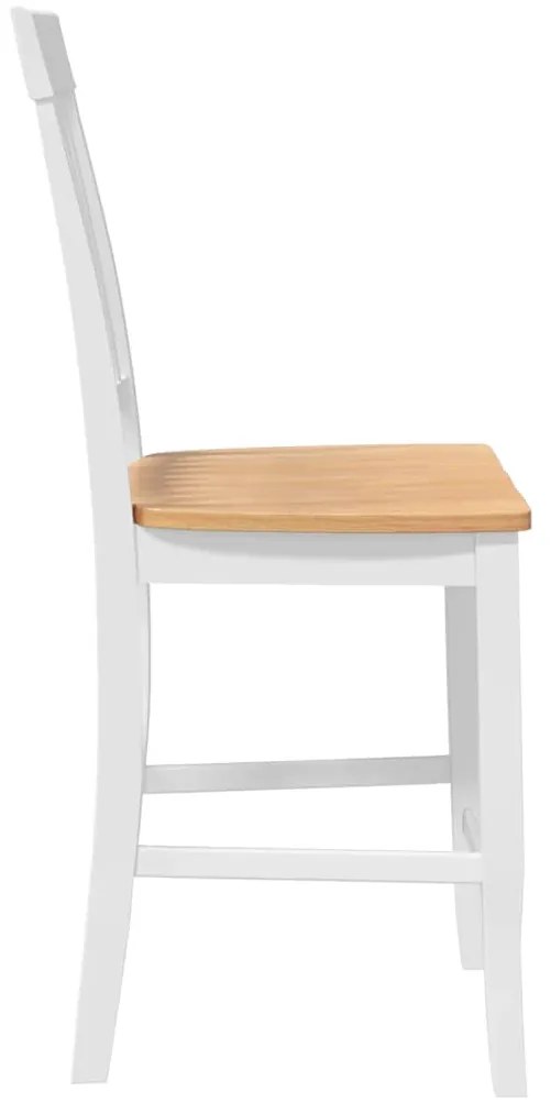 Bancos de bar 2 pcs madeira de seringueira maciça branco