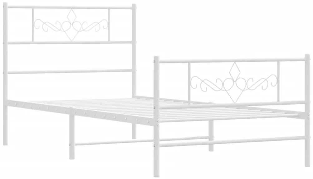 Estrutura de cama com cabeceira e pés 107x203 cm metal branco