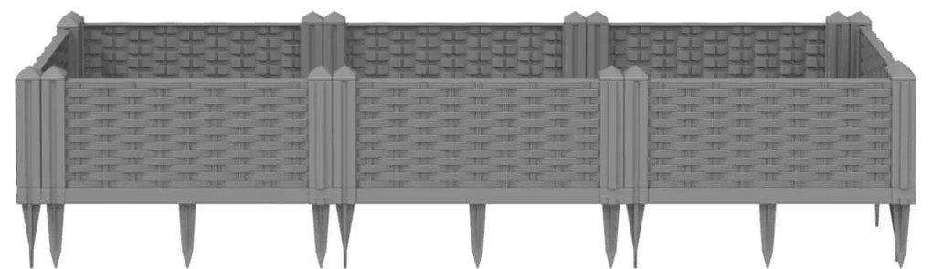 Vaso/floreira jardim c/ estacas 125x40x28,5 cm PP cinza-claro