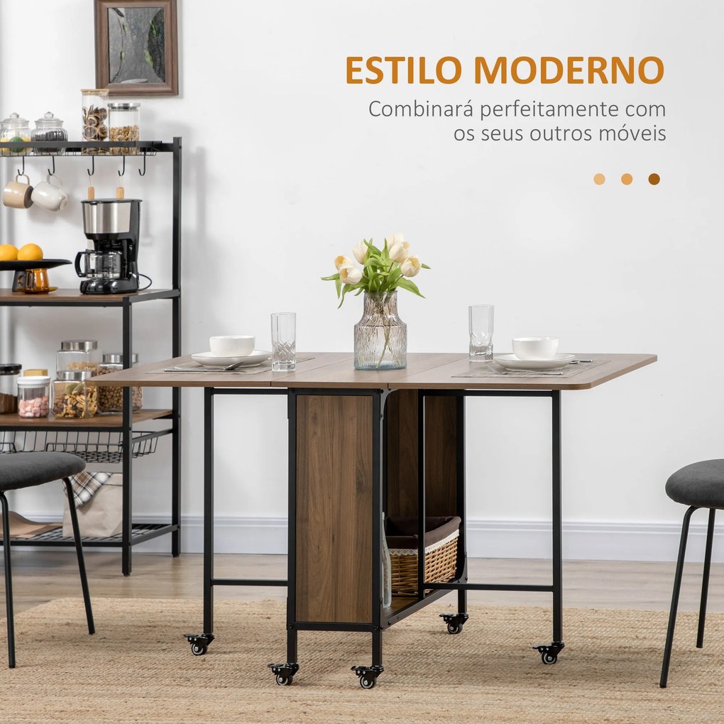 HOMOM Mesa de Cozinha Dobrável Mesa de Refeição Dobrável com Rodas Lat