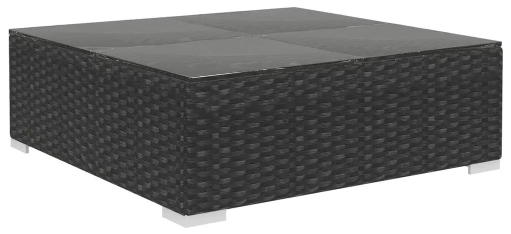 4 pcs conjunto lounge de jardim c/ almofadões vime PE preto