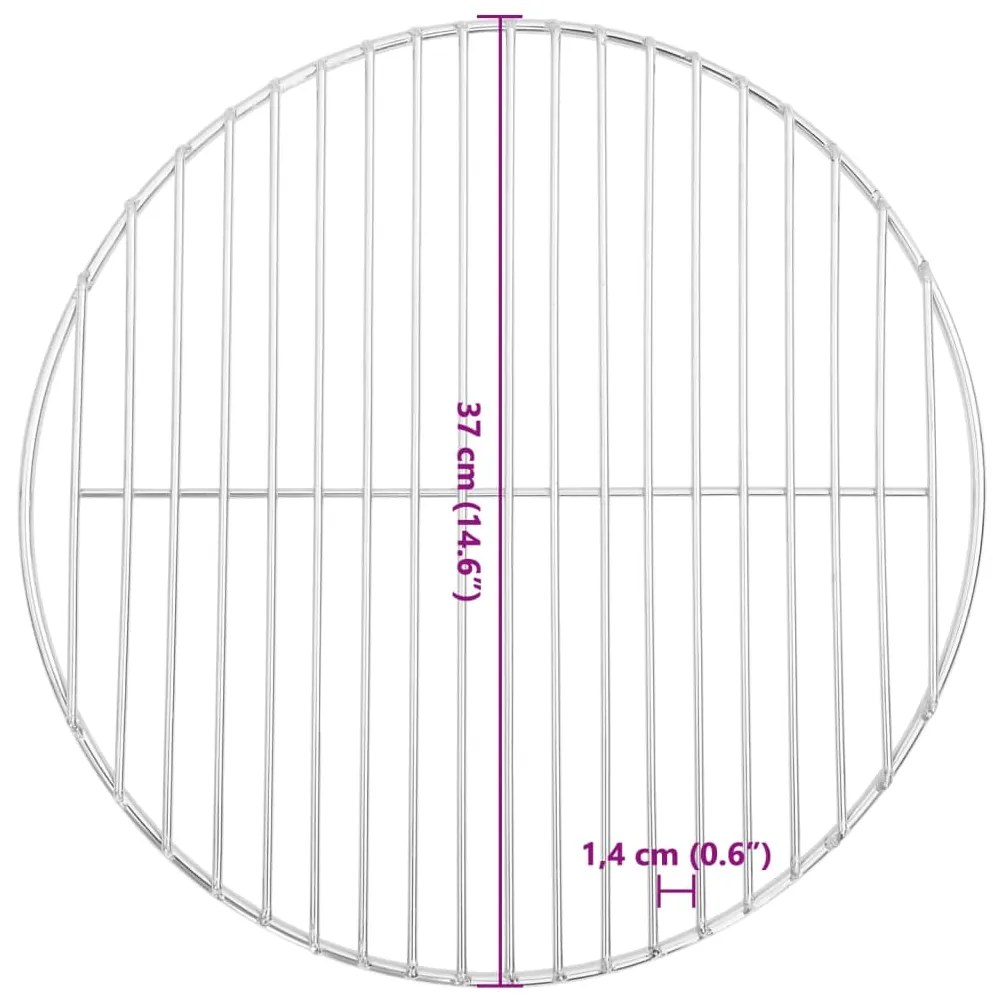 Grelha para churrasco redonda Ø37 cm aço inoxidável 304