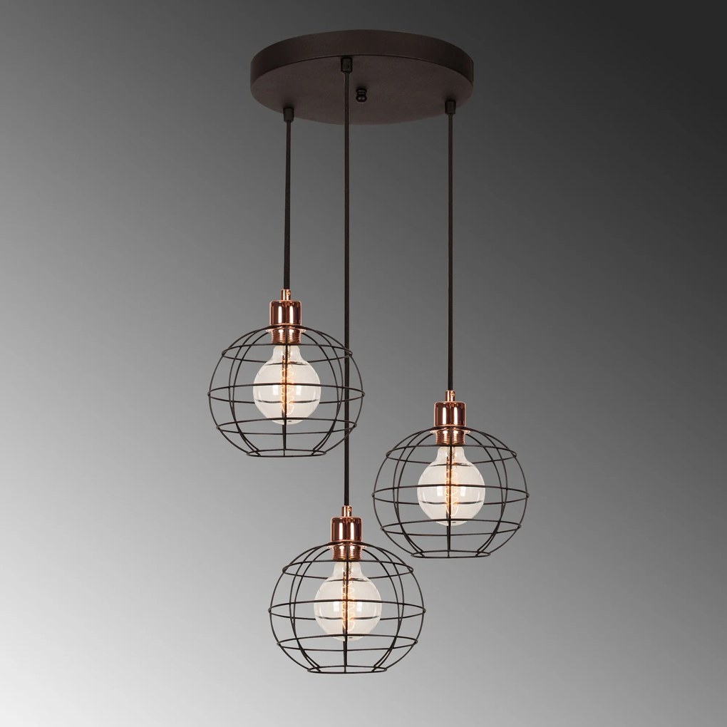 Candeeiro Chandelier Tellini – Preto – Diâmetro 40 cm, Altura 113 cm