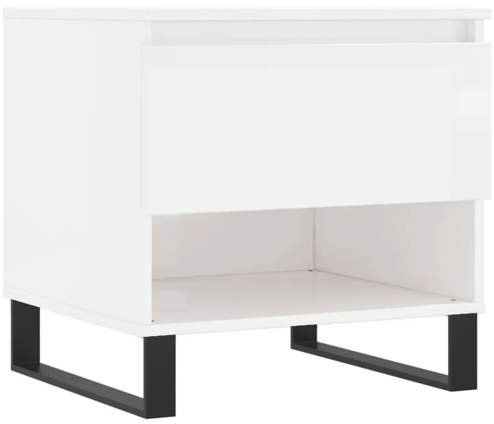 Mesas de centro 2pcs 50x46x50cm deriv. madeira branco brilhante
