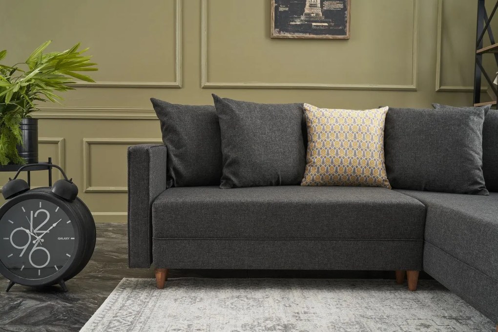 Sofá-cama de canto Aydam – Antracite – 215x80x150 cm